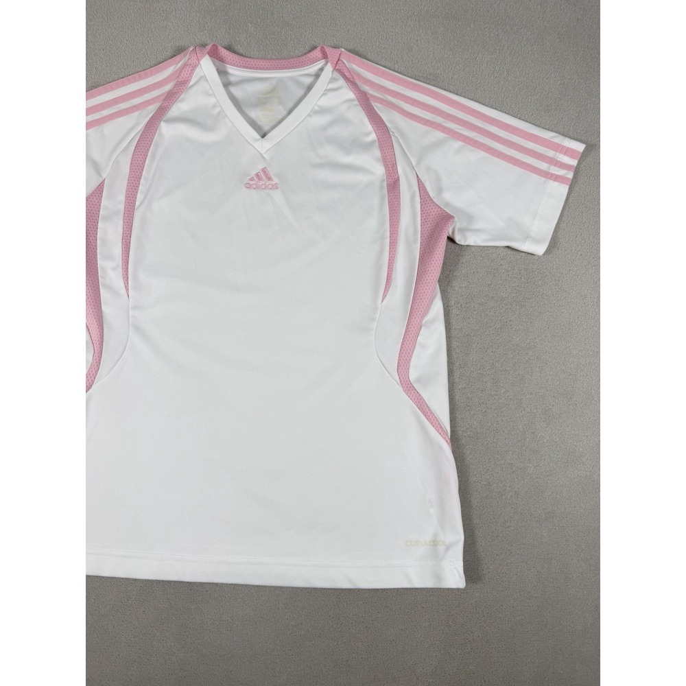 Vintage 2009 Adidas ClimaCool V-Neck Soccer Jersey White Pink Women's Size S - Picture 6 of 16